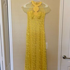 Yellow Lace Vietnamese Traditional Ao Dai Size S NEW